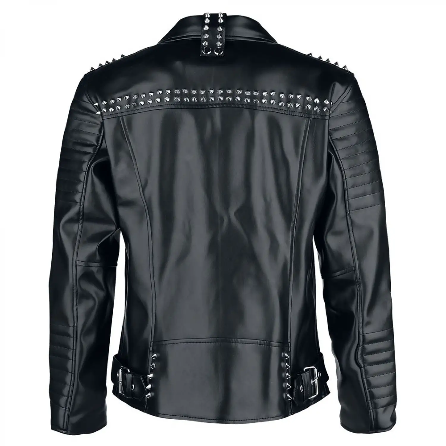Punk Black Leather Studded Biker Jacket Men's