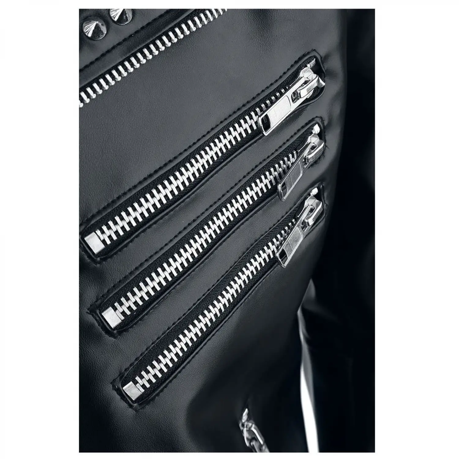 Punk Black Leather Studded Biker Jacket Men's