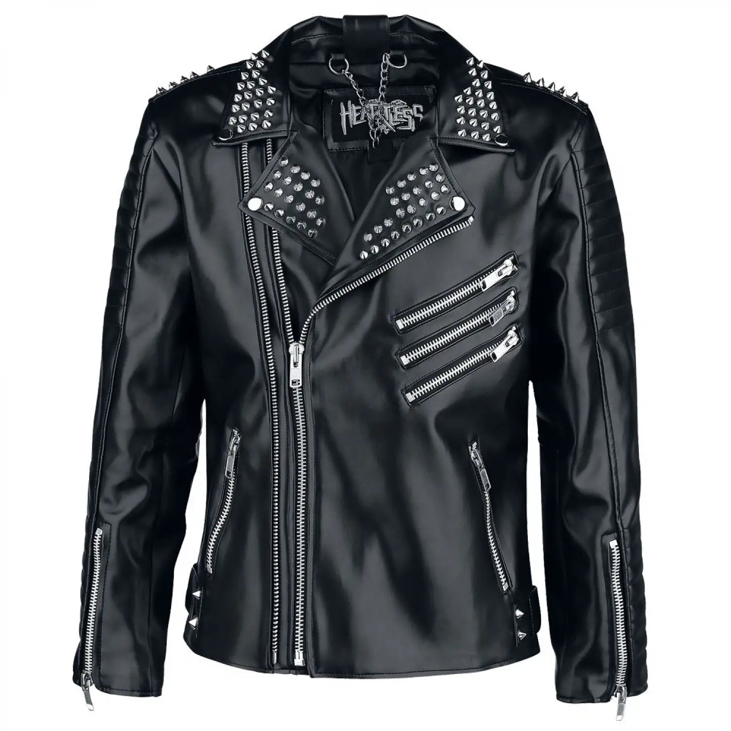 Punk Black Leather Studded Biker Jacket Men's