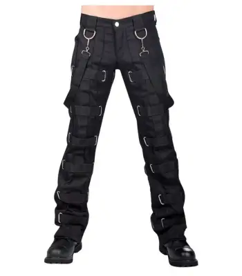 EMO Black Gothic Denim Pants with Bondage Straps