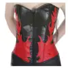 Gothic Temptation Overbust Corset: Black Real Leather Flame Corset