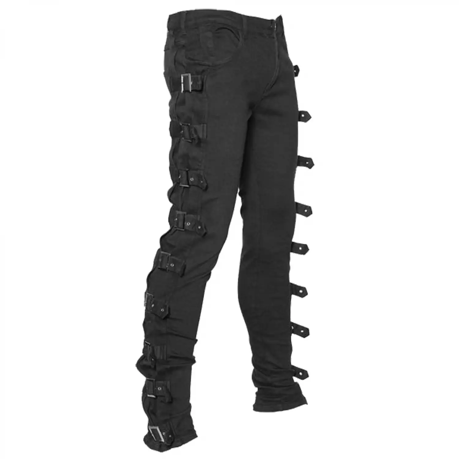Gothic Black Buckle Straps Pant Men's | Bondage Party Pant For Men