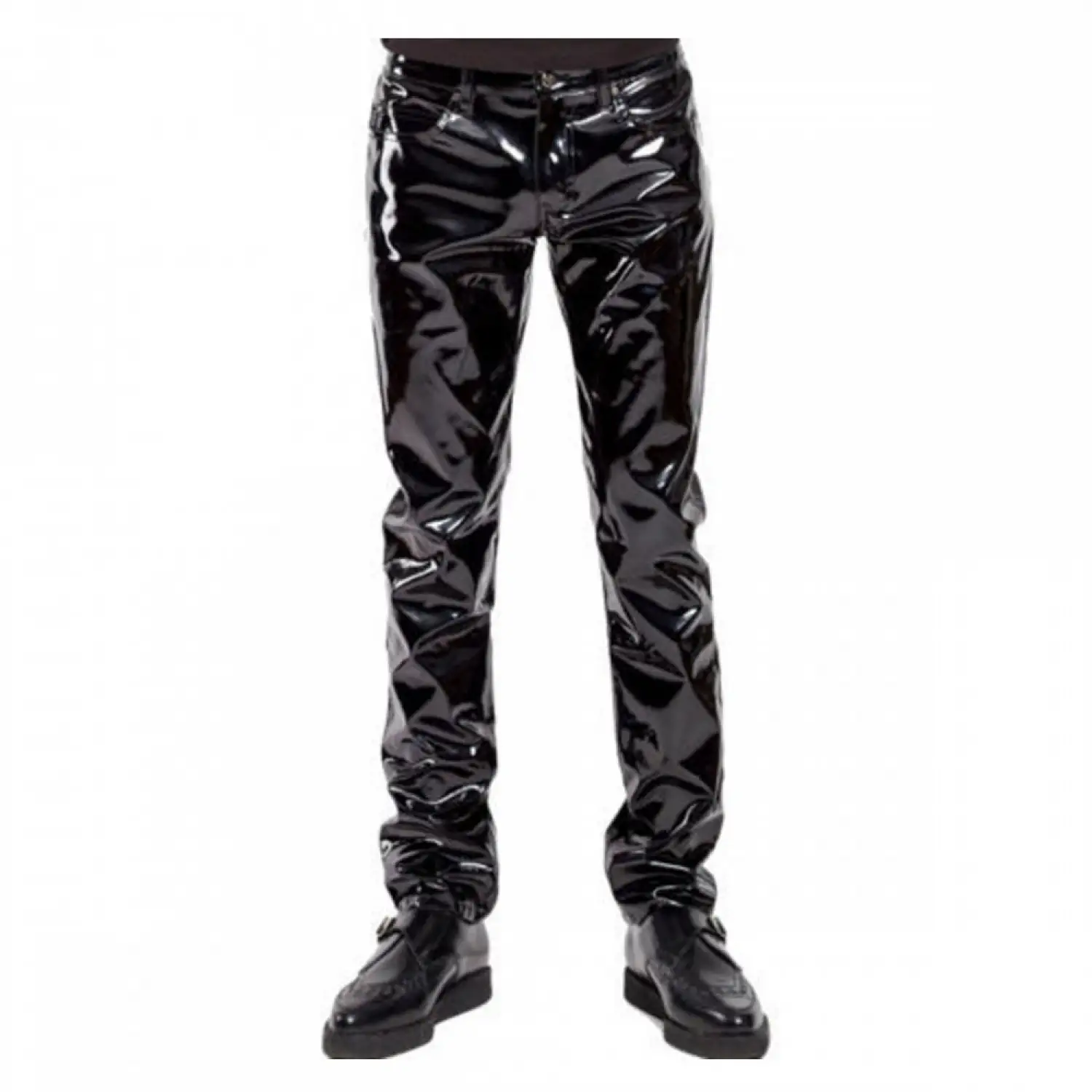 Black Shine PVC Bondage Pant Punk Rock WET Look Glossy Black Pant