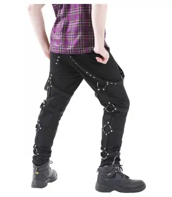 Gothic Black Studded Bondage Pants