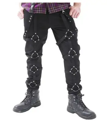 Gothic Black Studded Bondage Pants