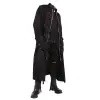 EMO Punk Black Cotton Trench Long Coat | Gothic Full Length D-ring Coat