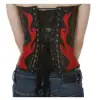 Gothic Temptation Overbust Corset: Black Real Leather Flame Corset