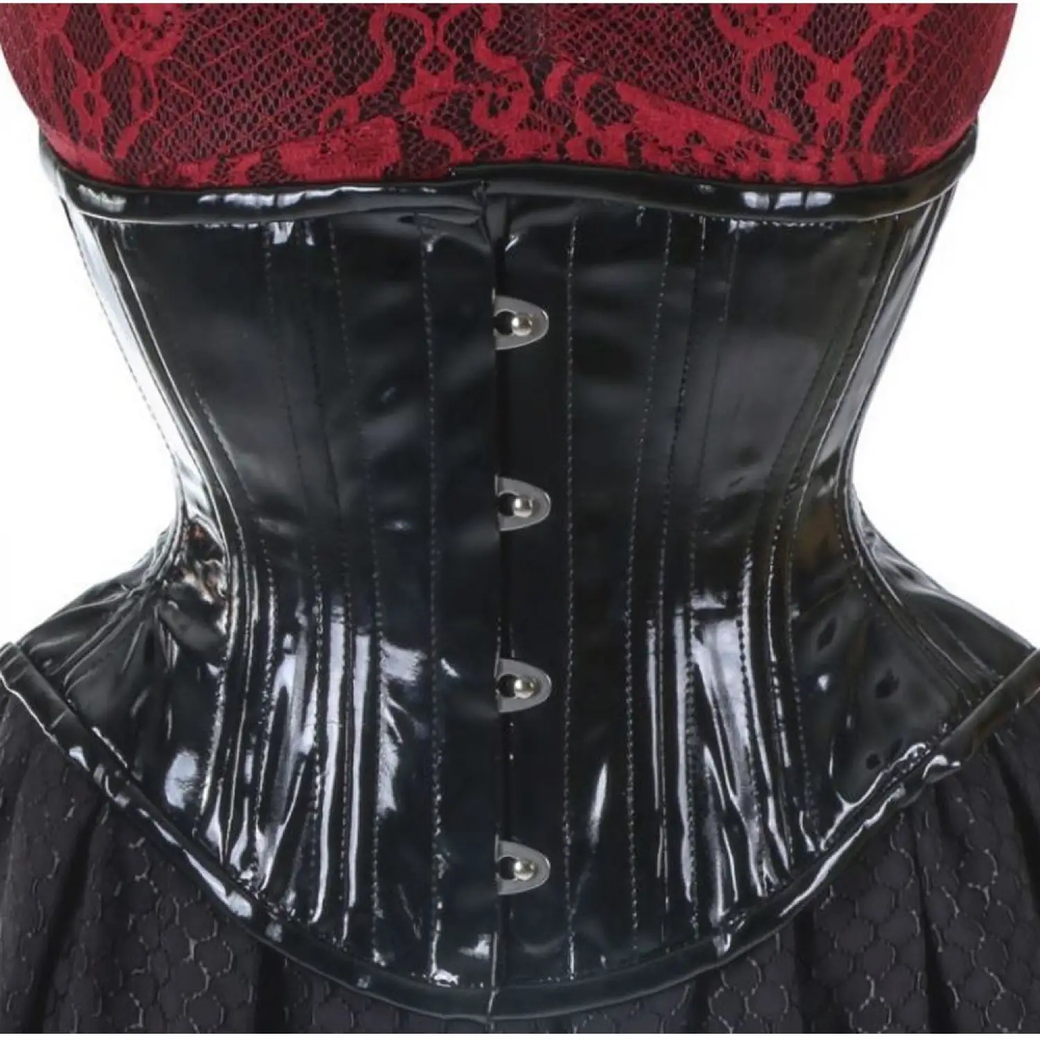 Gothic Femme Fatale PVC Corset: Black Vinyl Underbust Women's