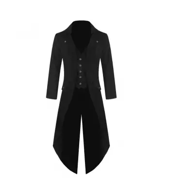 Steampunk Victorian Black Tailcoat | Men Gothic Wedding Tailcoat