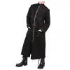 EMO Punk Black Cotton Trench Long Coat | Gothic Full Length D-ring Coat