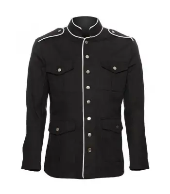 Goth Military Officers Coat White Piping EMO Punk Jacket Men's
