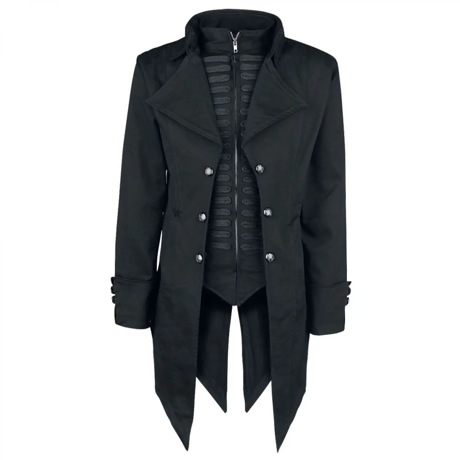 Steampunk Victorian Black Tailcoat | Goth Double Breast Trench Coat
