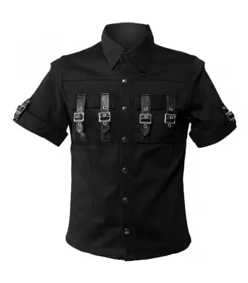 Chest Buckle Strap Gothic Shirt
