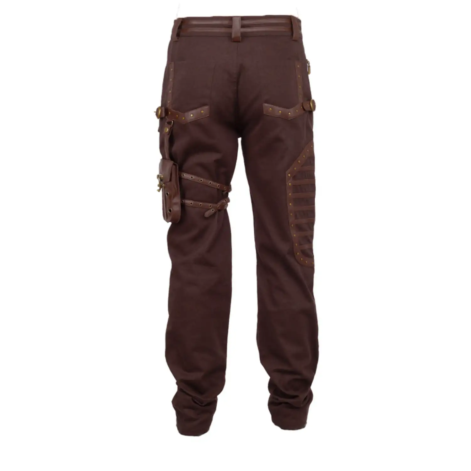 Dystonia Brown Steampunk Retro Pant ALT Gothic Detachable Pocket Pant