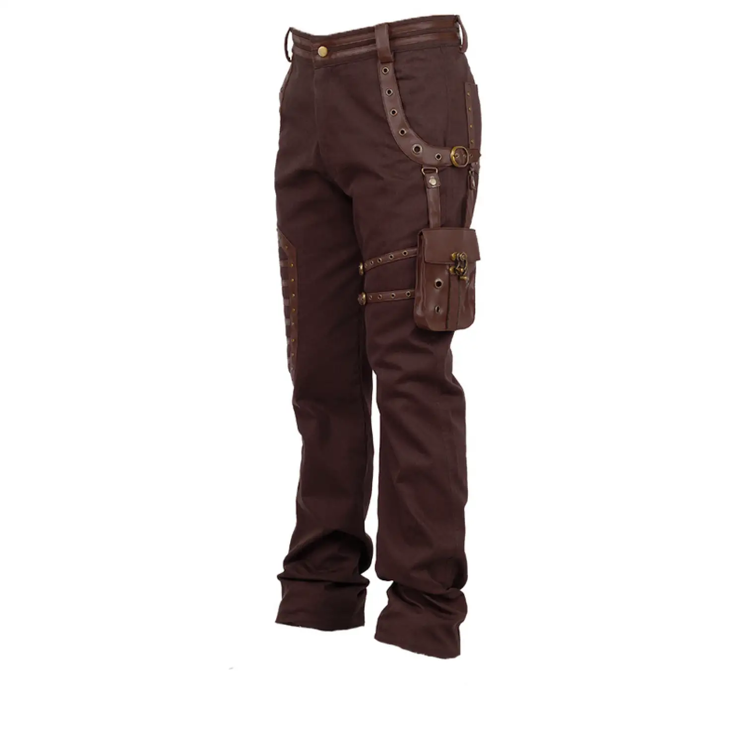 Dystonia Brown Steampunk Retro Pant ALT Gothic Detachable Pocket Pant