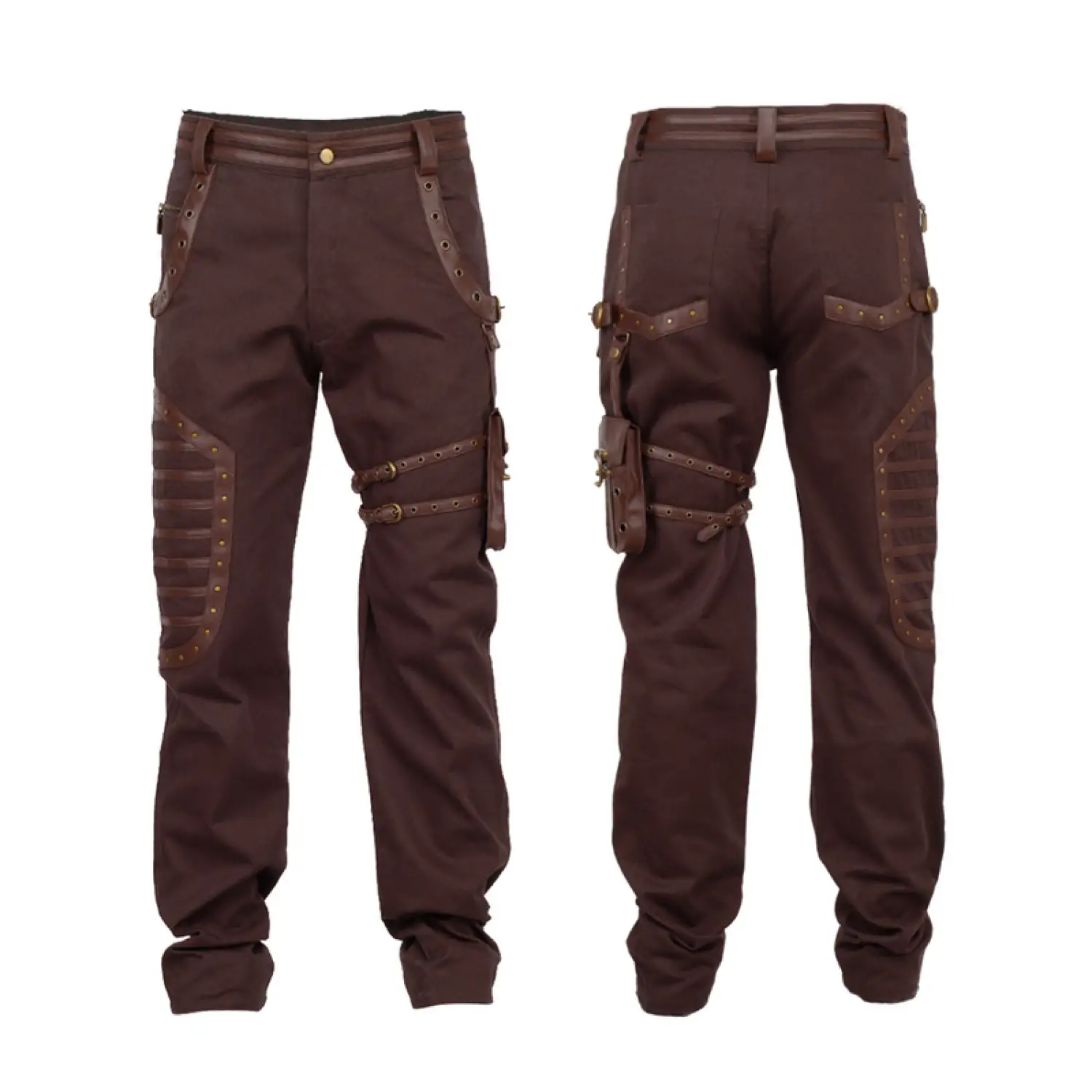 Dystonia Brown Steampunk Retro Pant ALT Gothic Detachable Pocket Pant