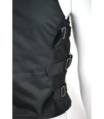 Dark Goth Cyber Black Vest: Punk Buckle Belt Waistcoat Men