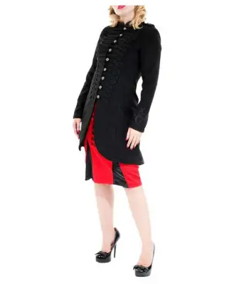 Vintage Military Wool Gothic Coat | Braided Women Gothic Coat