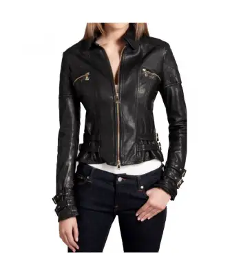 Women Gothic Fashion Black Leather Jacket