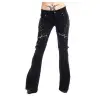 Goth Women Black Slim Fit Punk Pant | Bondage Zipper D-ring Pant