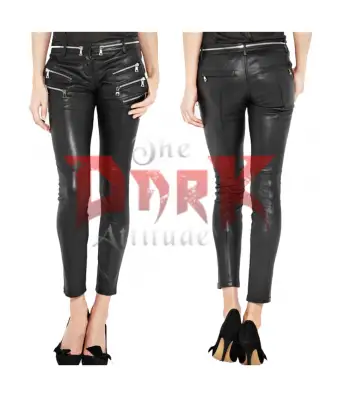 Women Black Slim Fit Leather Pant | Skinny Leather Party Gothic Pant
