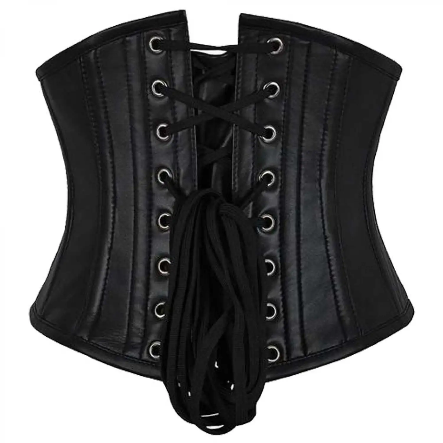 Black Mastery Leather Corset: Women's Fetish Black Underbust Corset