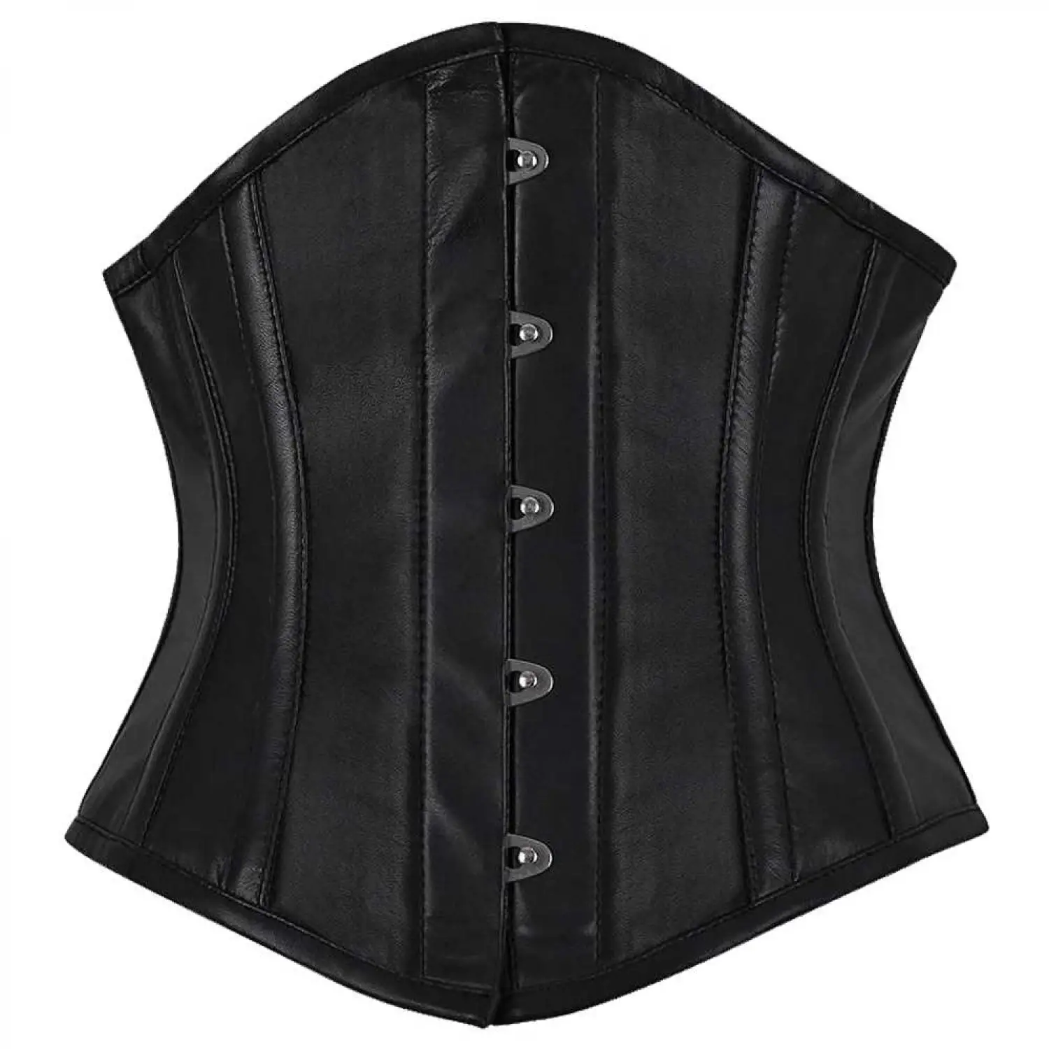 Black Mastery Leather Corset: Women's Fetish Black Underbust Corset