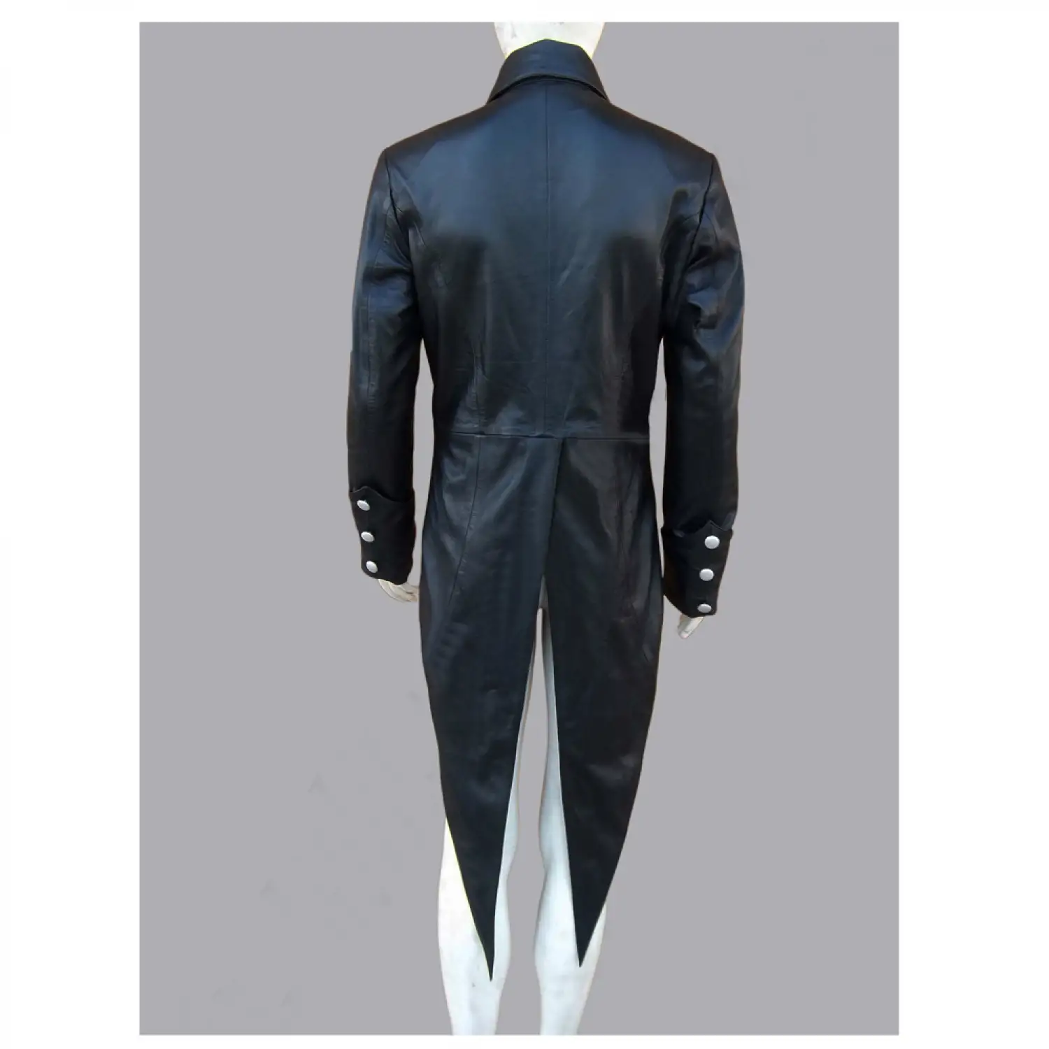 Black Genuine Leather Victorian Long Tailcoat | Steampunk VTG Leather Coat Men