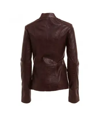 Women Military Brown Leather Jacket
