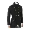 Gothic Double Breasted Coat Men's | Gold Button Military Style Jacket