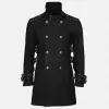 Black Military Officers Trench Coat | Gothic Double Breast Wool Coat