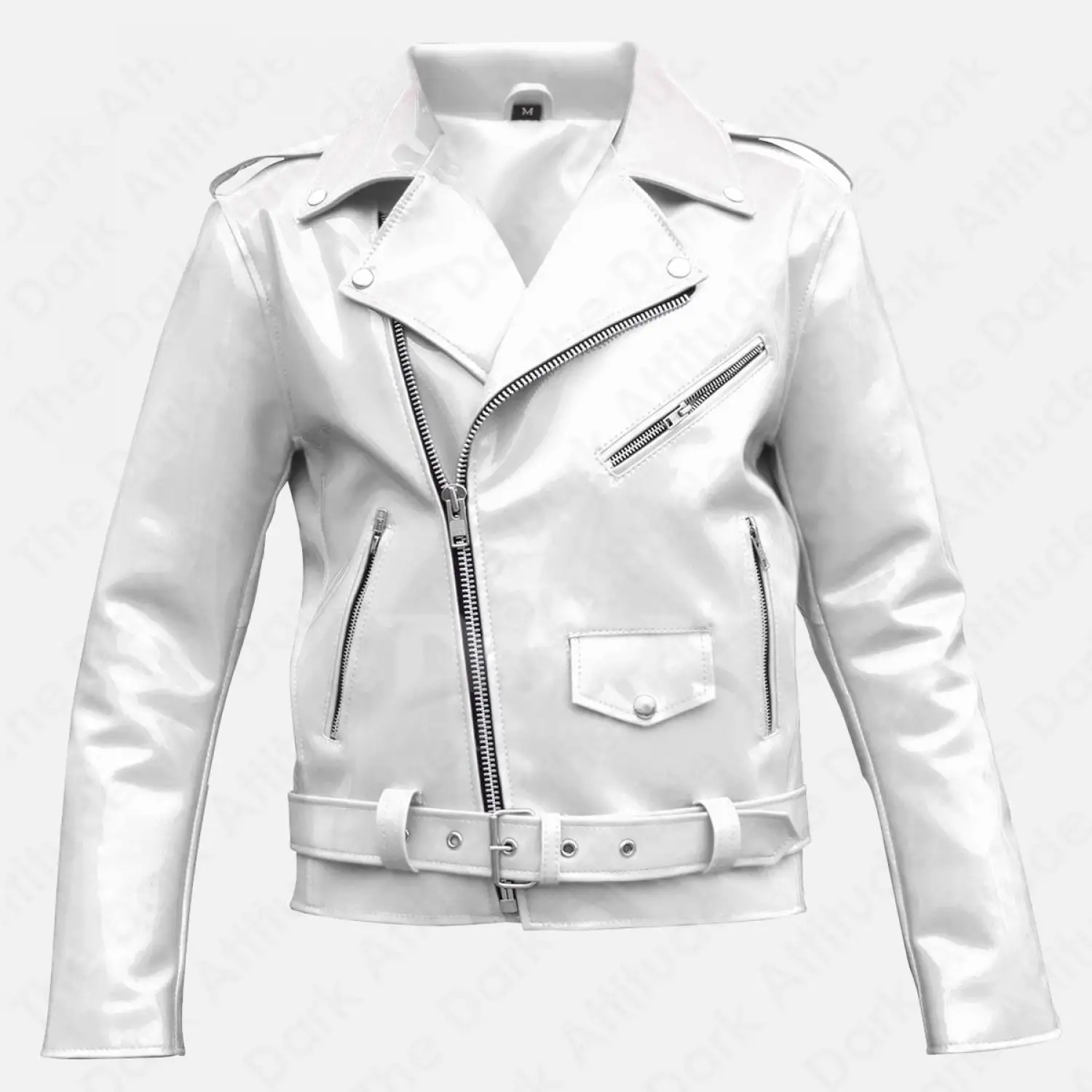 Men's PVC Vinyl Biker Jacket: Brando Motorcycle Jacket | Black-White