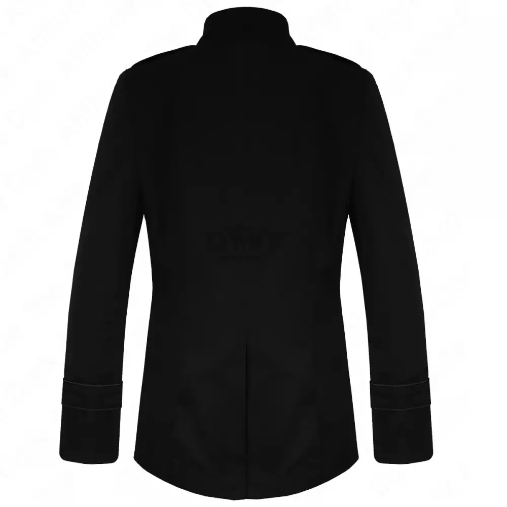 Women's Emo Punk Goth Napoleon Military Drummer Parade Jacket Black Silver