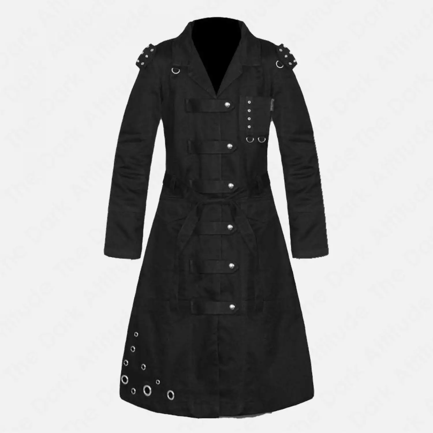 Men Black Gothic Military Coat Vampire Bondage Coat