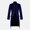 Steampunk Blue Velvet Coat | Victorian Men Velvet Frock