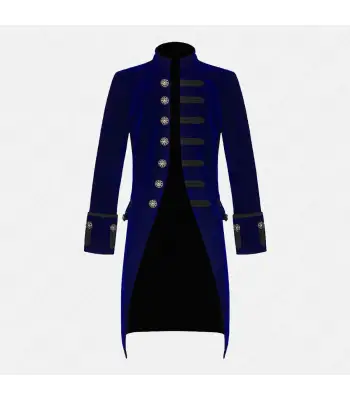 Steampunk Blue Velvet Coat | Victorian Men Velvet Frock