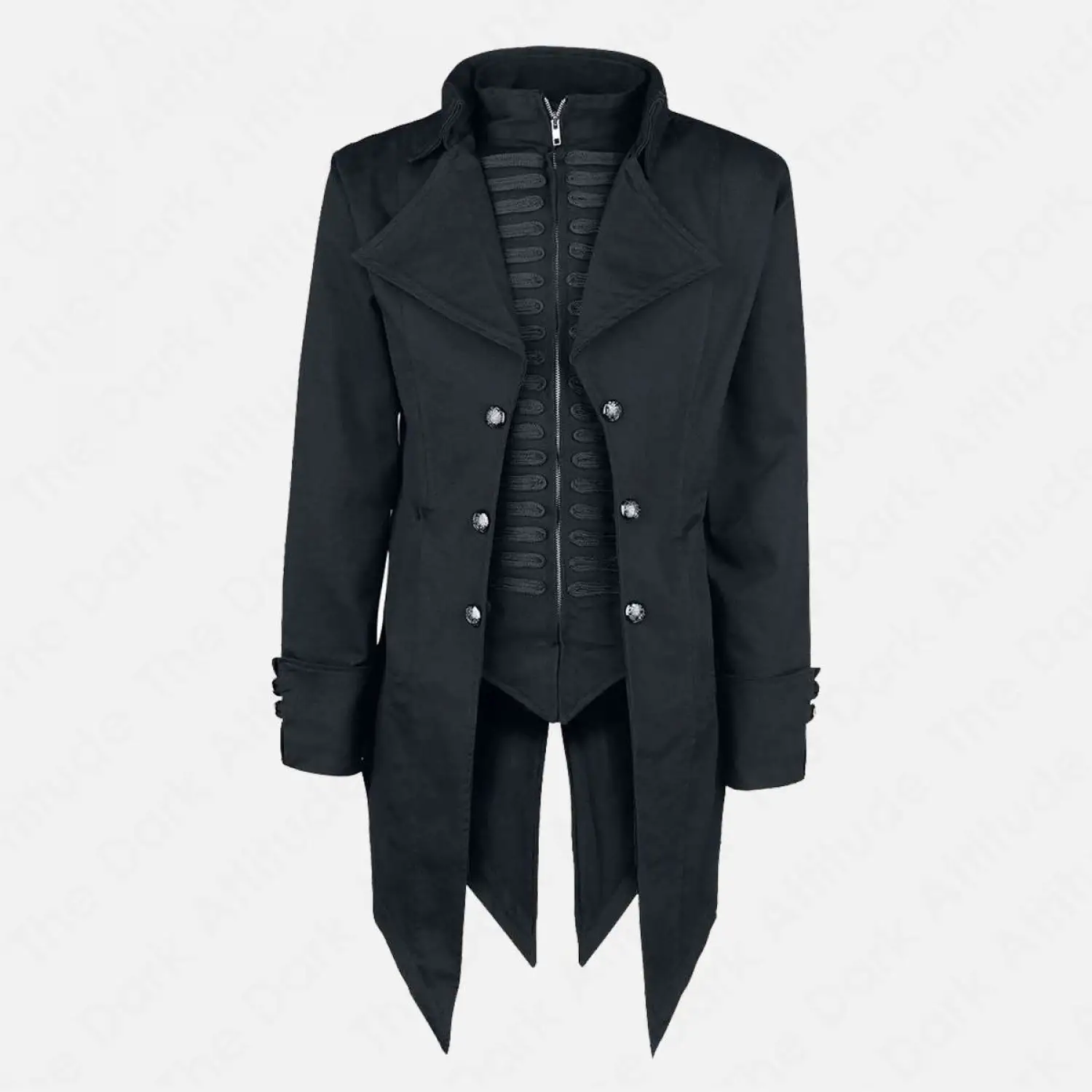 Steampunk Victorian Black Tailcoat | Goth Double Breast Trench Coat