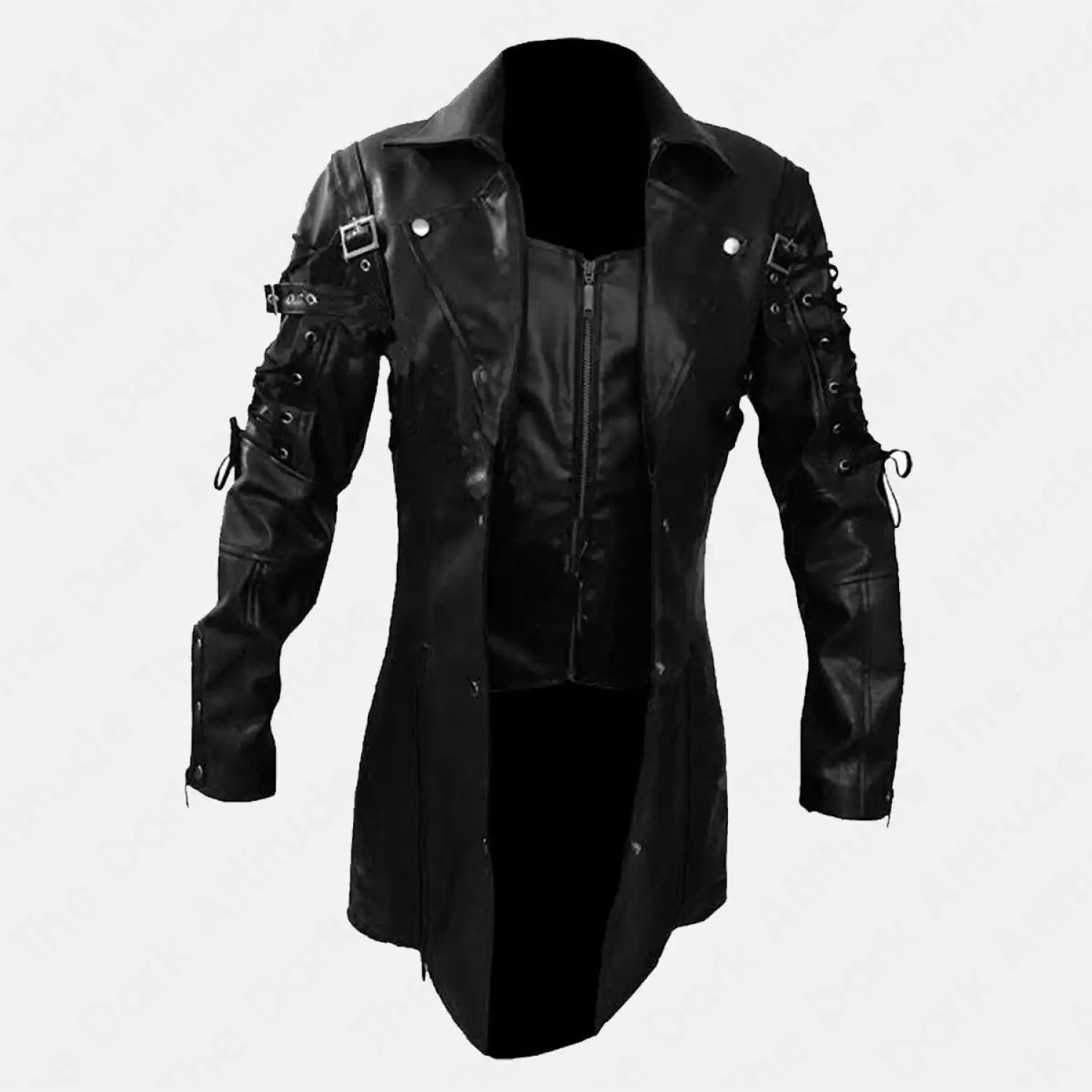 Men Dracula Poison Trench Leather Coat Steampunk Gothic Military Coat