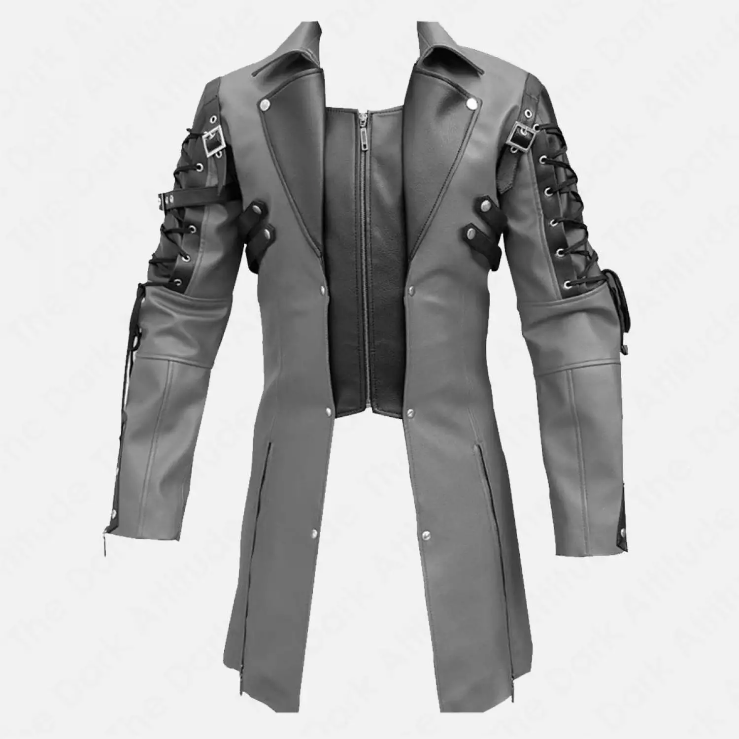 Men Dracula Poison Trench Leather Coat Steampunk Gothic Military Coat