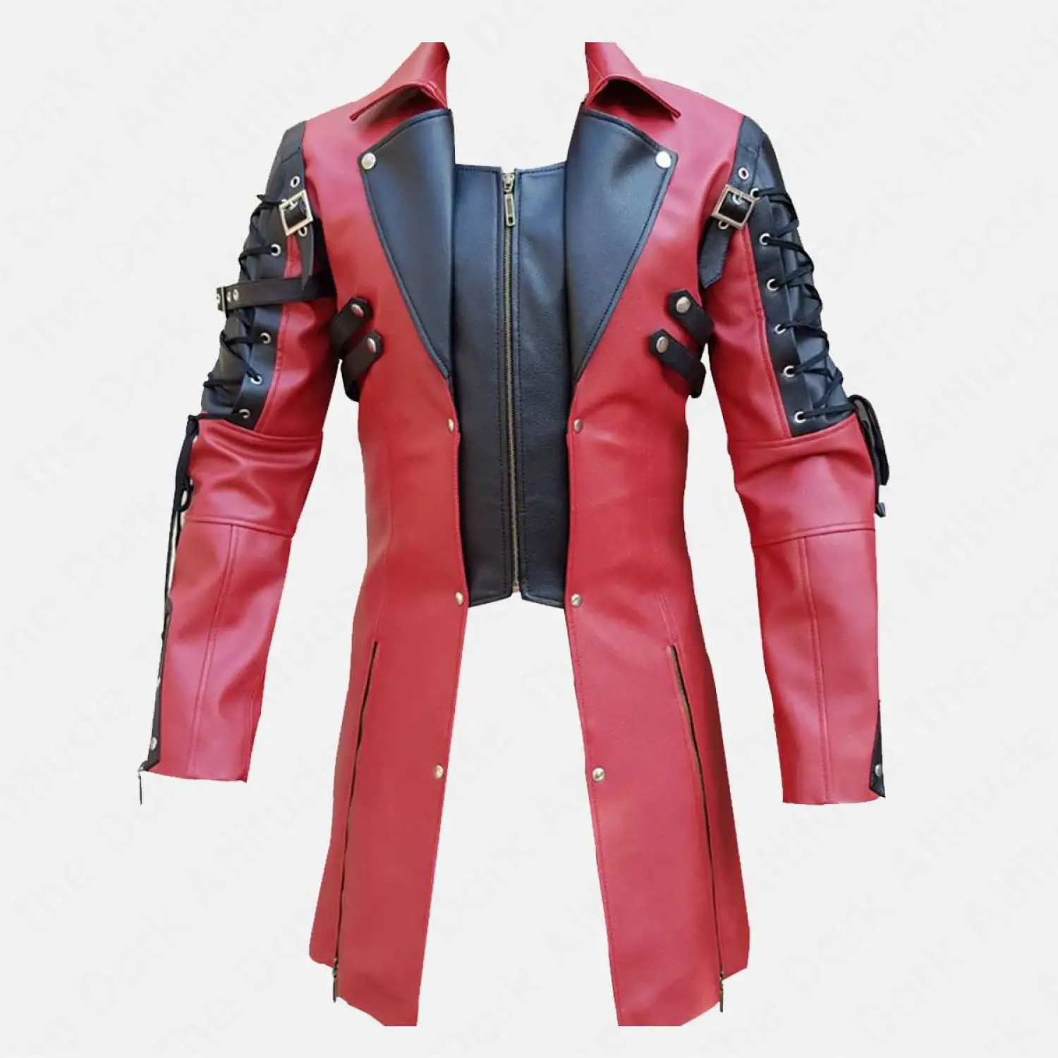 Men Dracula Poison Trench Leather Coat Steampunk Gothic Military Coat