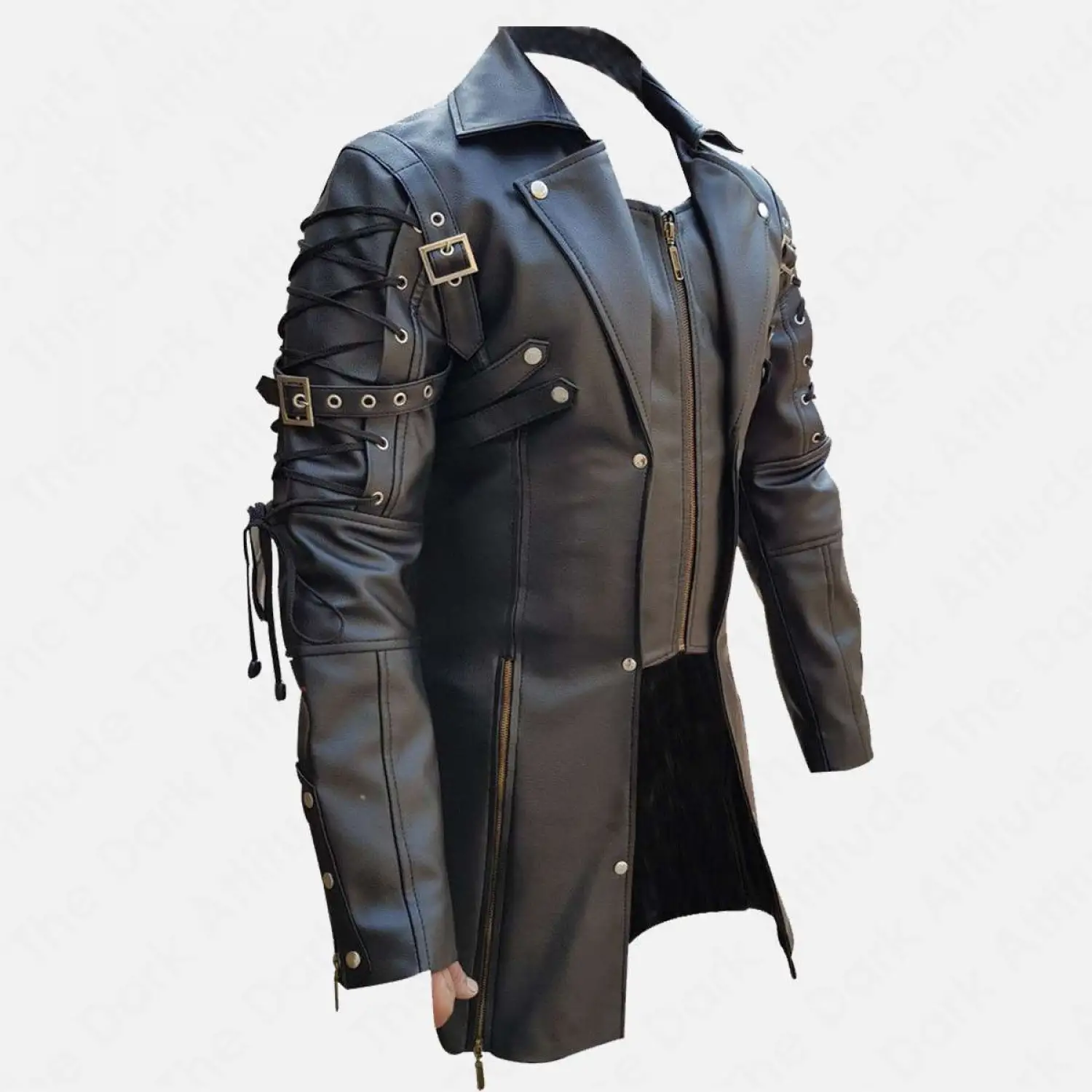Men Dracula Poison Trench Leather Coat Steampunk Gothic Military Coat