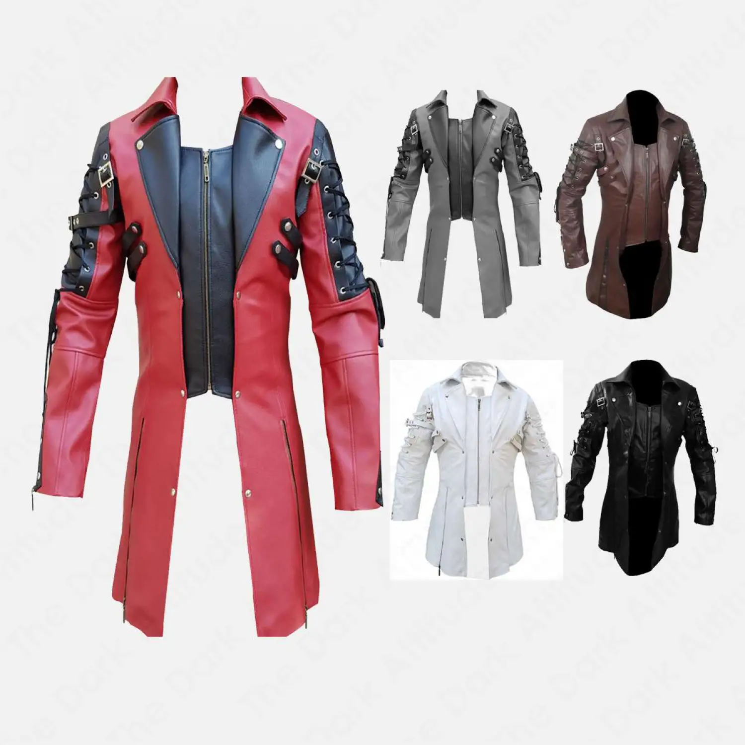 Men Dracula Poison Trench Leather Coat Steampunk Gothic Military Coat