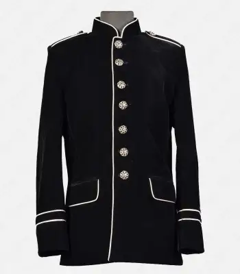 Black Velvet Military Style Coat | Men Steampunk VTG Goth Coat