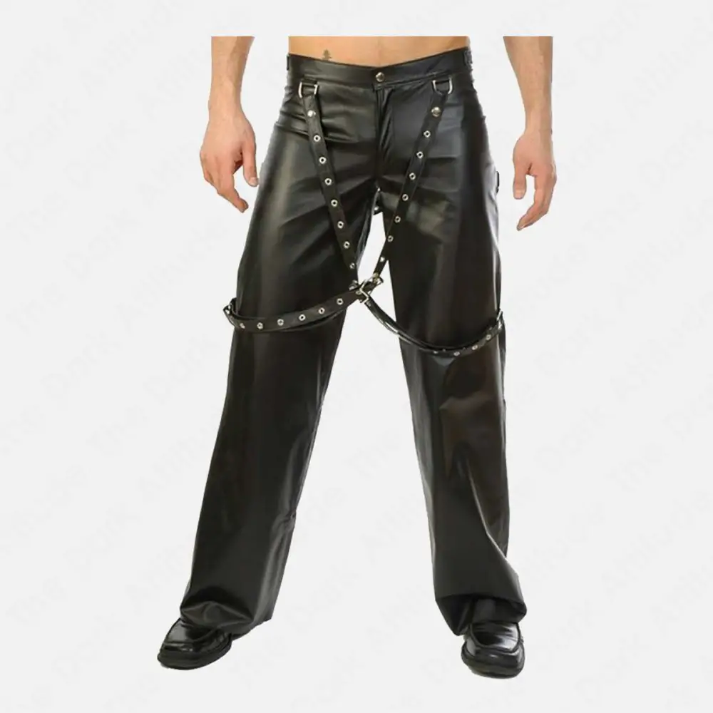 Bondage Bouncer Real Leather Pant | Suspender Night Club Buckle Straps Party Pant