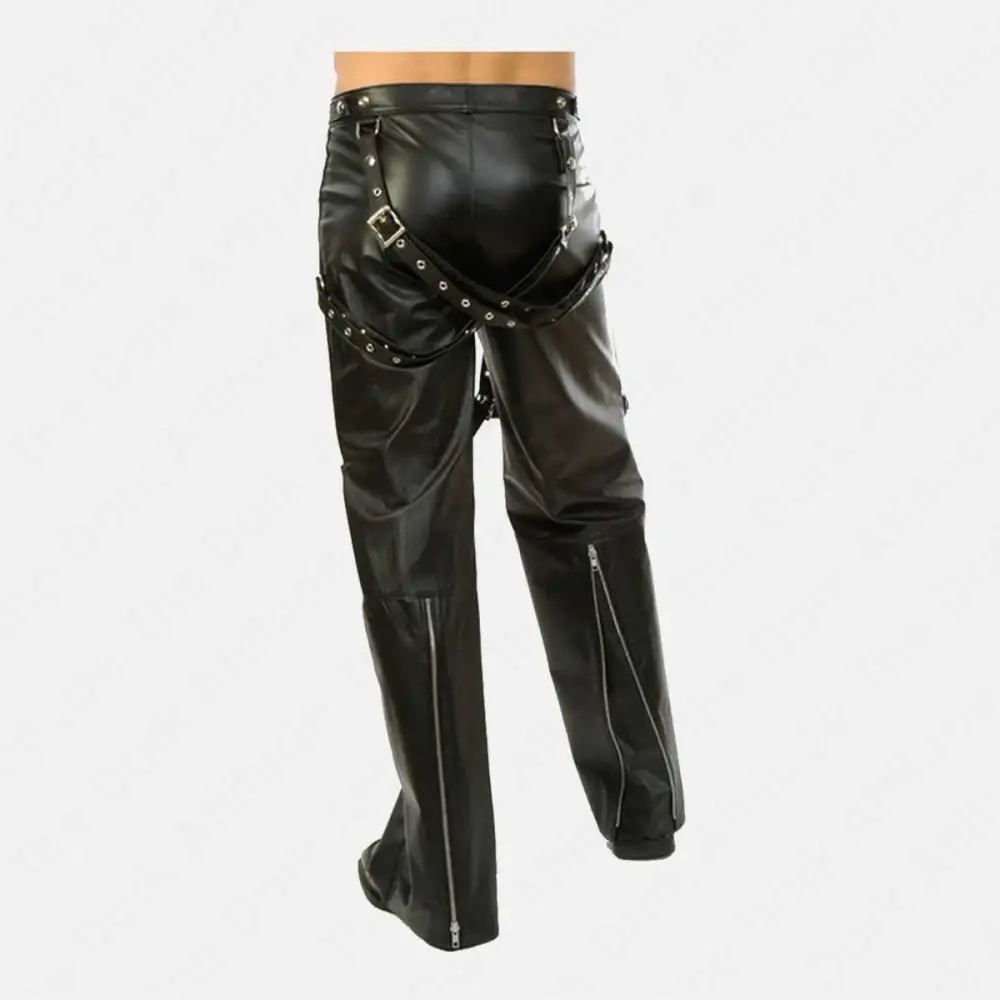 Bondage Bouncer Real Leather Pant | Suspender Night Club Buckle Straps Party Pant