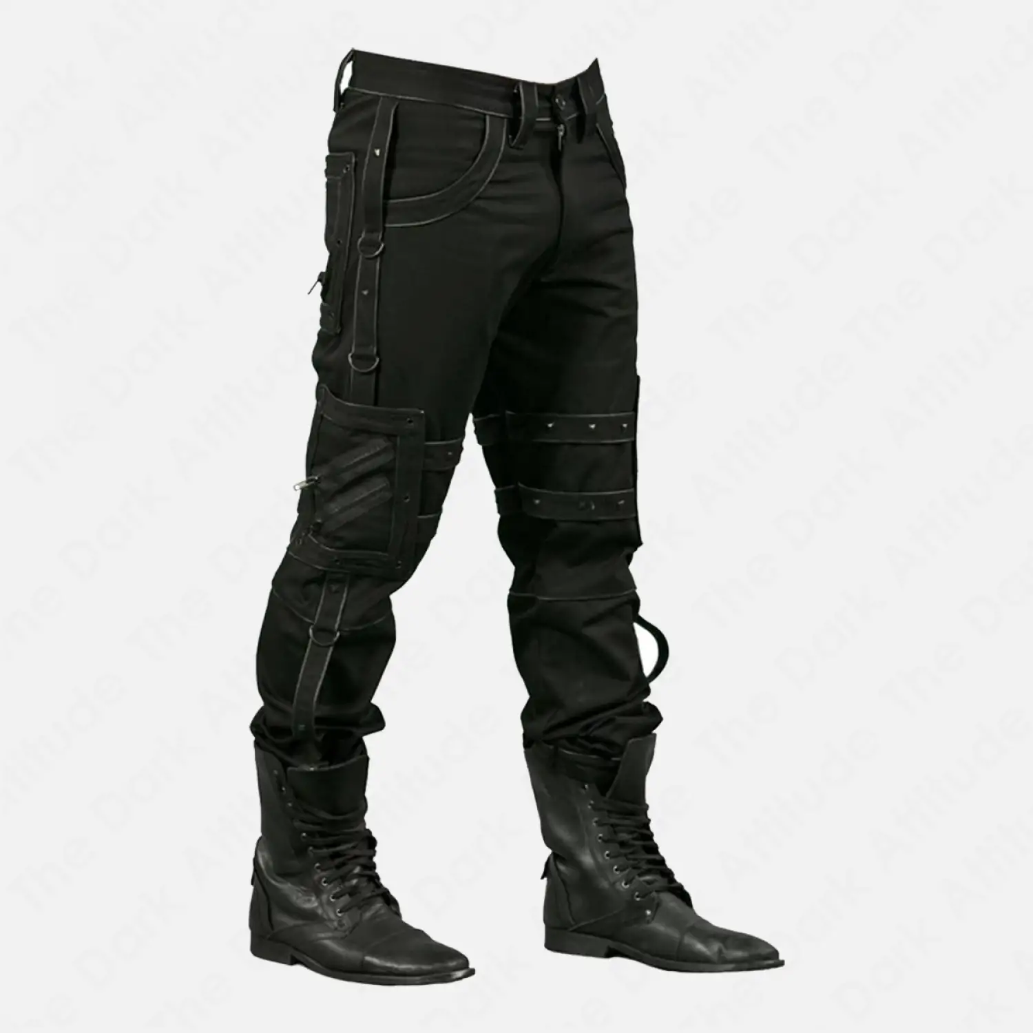 Punk Heavy Metal Denim Fetish Pant | Gothic Black Studded Pant Mens