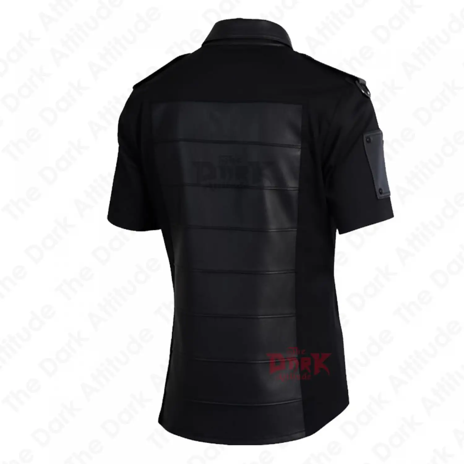 Men's gothic cyberpunk steampunk techwear shirt short sleeve with silver harness straps