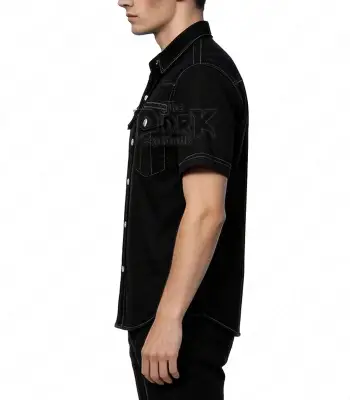 Casual Black Gothic Military Shirt