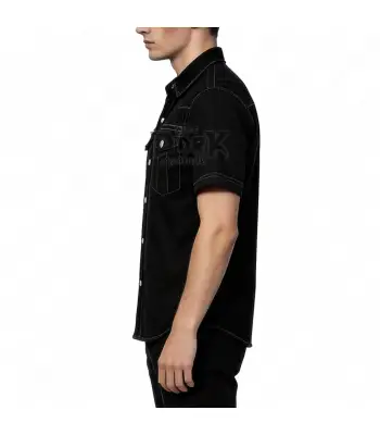 Casual Black Gothic Military Shirt