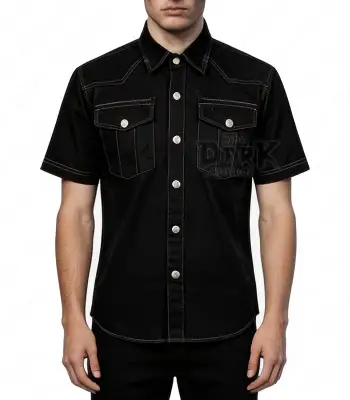 Casual Black Gothic Military Shirt